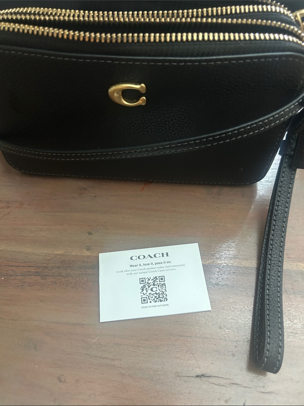 Coach Black Pebbled Leather Crossbody Camera Bag with Gold C Hardware - Picture 6 of 6